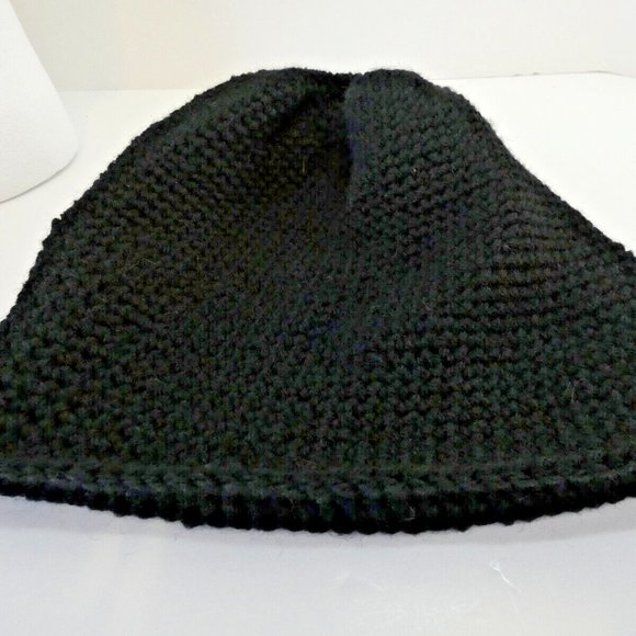 Black Wool Slouch Baggy Beanie Hat Dreads Cap Handmade Crochet Hand Knit OS - Picture 8 of 10
